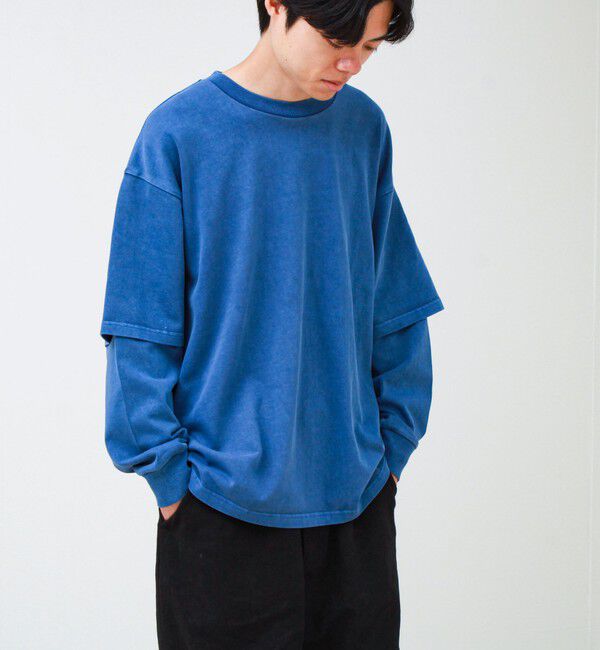 GLOSTER「【1枚でレイヤード完成】ピグメント加工 フェイクレイヤードロンT」|Tシャツ・カットソー|