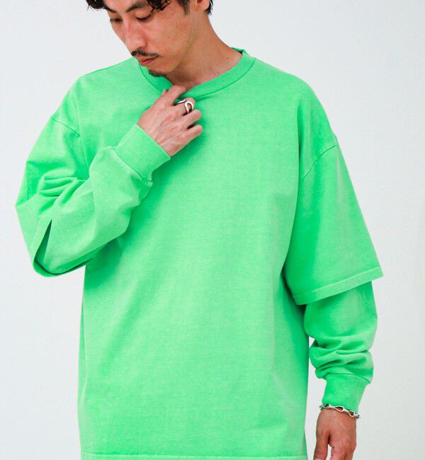 GLOSTER「【1枚でレイヤード完成】ピグメント加工 フェイクレイヤードロンT」|Tシャツ・カットソー|