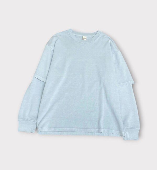 GLOSTER「【1枚でレイヤード完成】ピグメント加工 フェイクレイヤードロンT」|Tシャツ・カットソー|ライトグレー