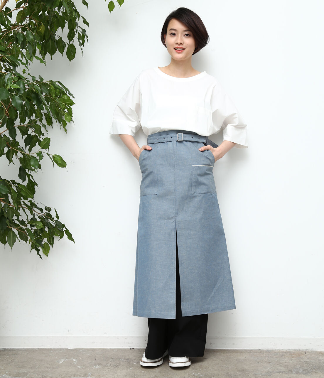 SALON adam et rope'「デニム＆千鳥　ロングサロン」|その他|ブルー系(45)