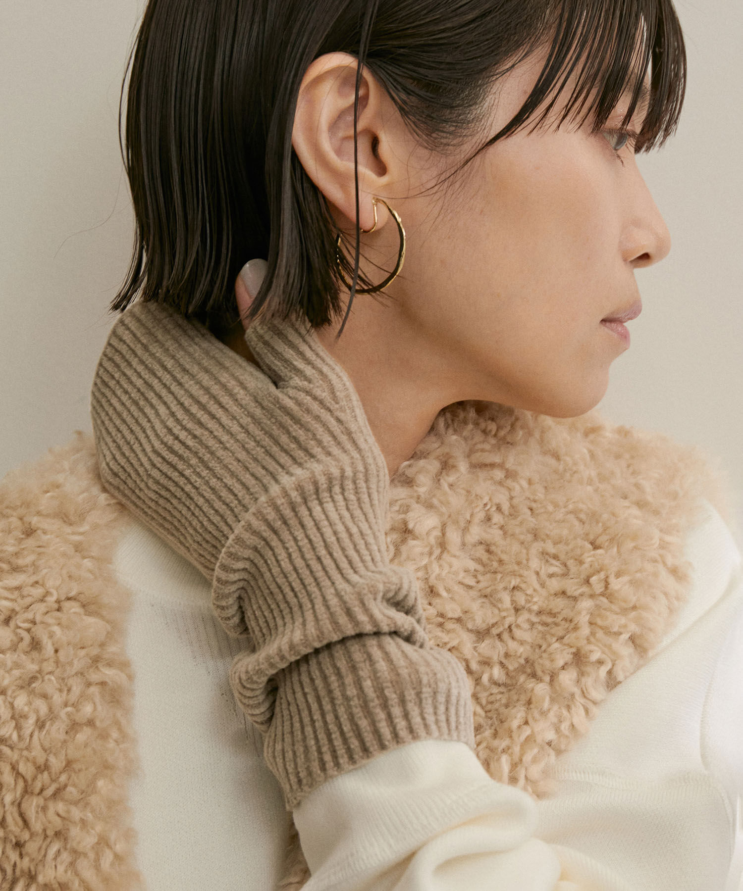 SALON adam et rope'「アームウォーマー -CreamyCotton /クリーミーコットン-」|手袋|グレー(07)