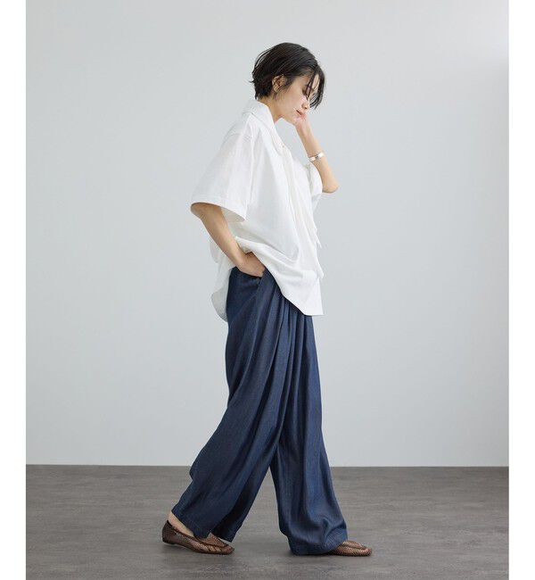 SALON adam et rope'「デニムライクタックフォルムワイドパンツ / セットアップ対応」|チノ|