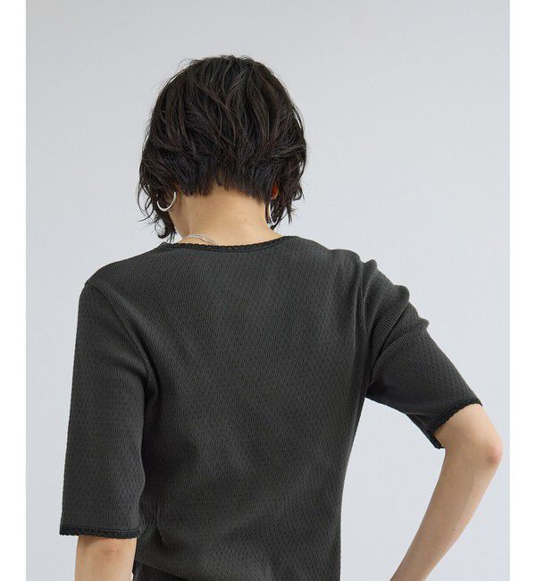SALON adam et rope'「【Angie La La for SALON】GENTLE intimate レースVネックプルオーバー」|Tシャツ・カットソー|
