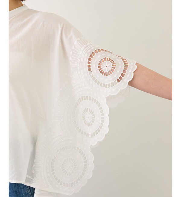 ROPE「INDIAコットンボイルシフリー刺繍ケープ(ポンチョ)ブラウス/セットアップ対応・イージーケア」|シャツ・ブラウス|