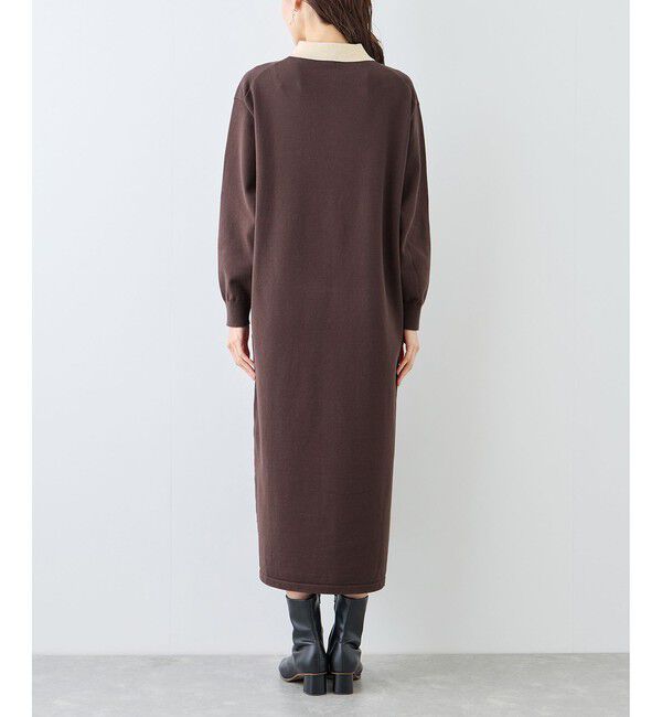 Rope&rsquo;Picnic「配色スキッパーニットワンピース」|ワンピース|