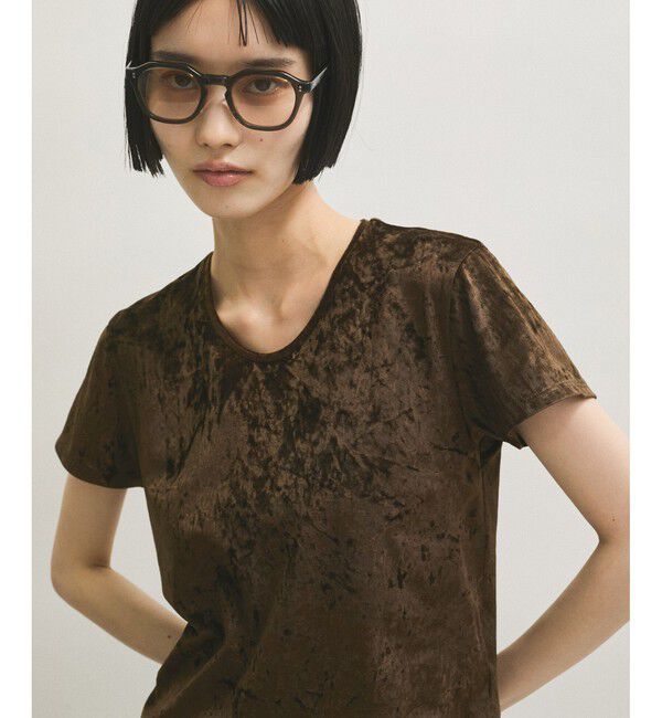 ADAM ET ROPE'「クラッシュベロアTシャツ」|Tシャツ・カットソー|ブラウン(20)