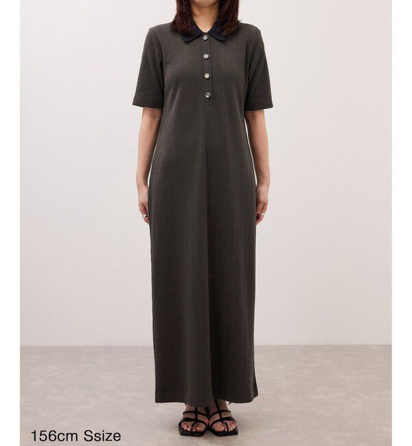 ADAM ET ROPE'「【WEB限定】ハーフスリーブポロシャツワンピース」|ワンピース|