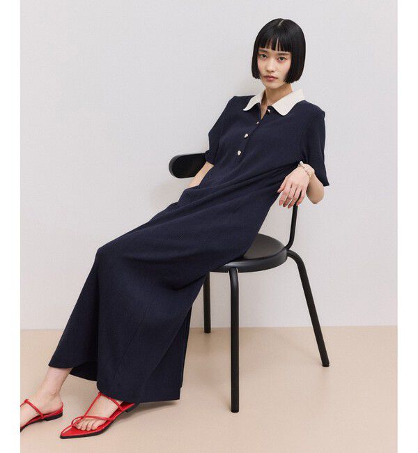 ADAM ET ROPE'「【WEB限定】ハーフスリーブポロシャツワンピース」|ワンピース|