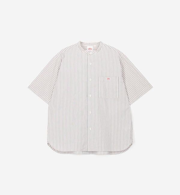 DANTON「DANTON | コットンリネン バンドカラー半袖シャツ STRIPE MEN」|シャツ・ブラウス|