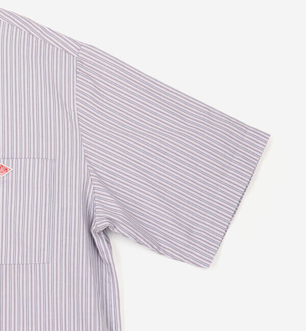 DANTON「DANTON | コットンリネン バンドカラー半袖シャツ STRIPE MEN」|シャツ・ブラウス|