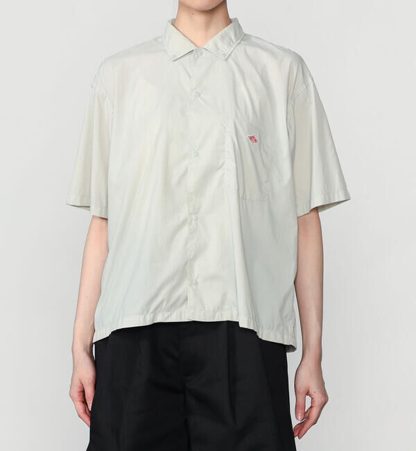 DANTON「DANTON |〈別注〉ナイロンタイプライター プランサーボタンダウン半袖シャツ WOMEN」|シャツ・ブラウス|GREY系1