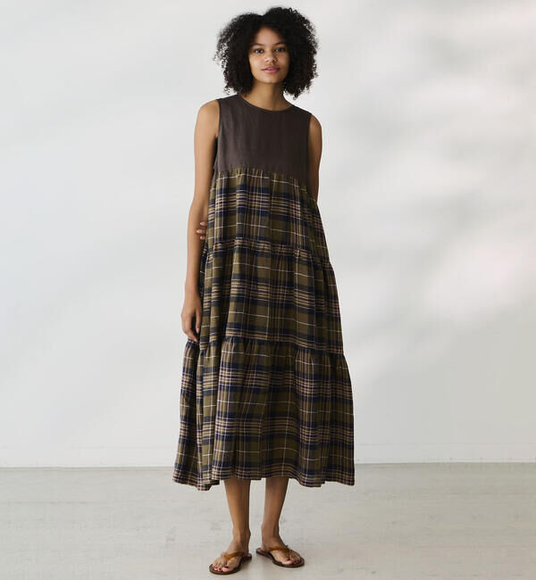 ONEIL OF DUBLIN「O'NEIL OF DUBLIN | リネン ティアードワンピース WOMEN」|ワンピース|BROWN系1