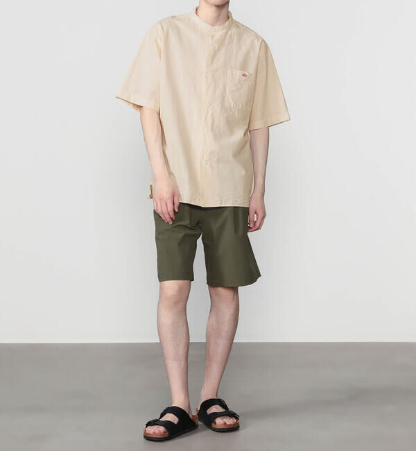 DANTON「DANTON | コットンリネンブロード バンドカラー半袖シャツ MEN」|シャツ・ブラウス|