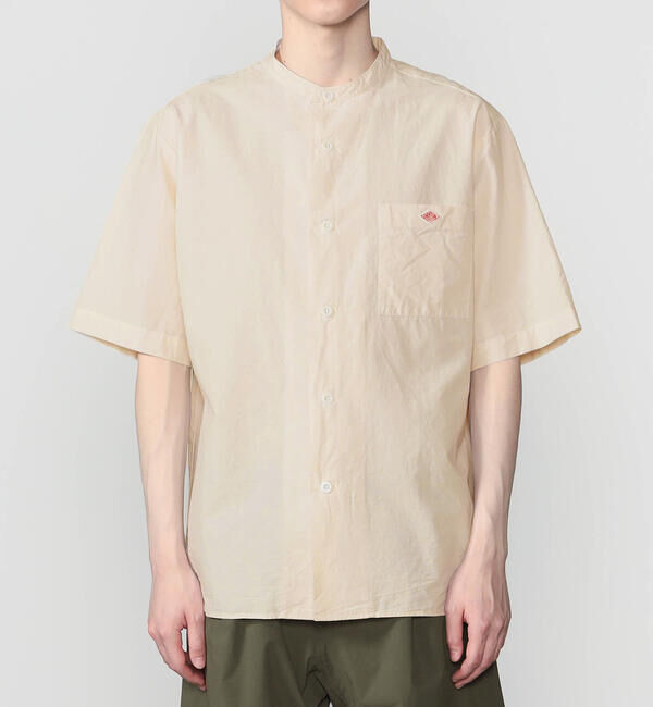 DANTON「DANTON | コットンリネンブロード バンドカラー半袖シャツ MEN」|シャツ・ブラウス|