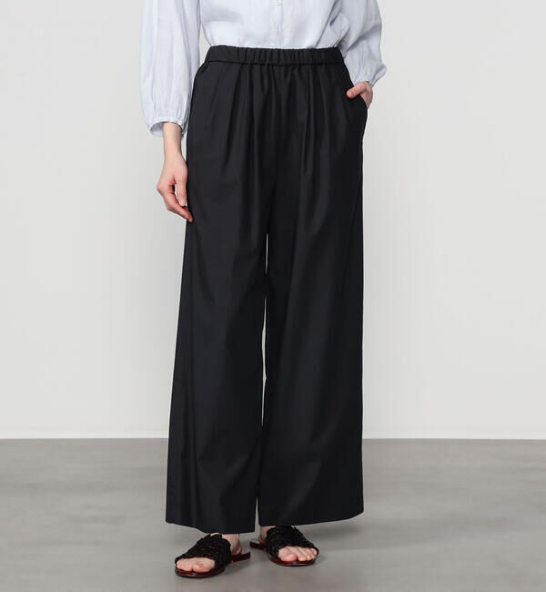 Morris & Sons「MORRIS & SONS | コットン ワイドイージーパンツ WOMEN」|チノ|BLACK