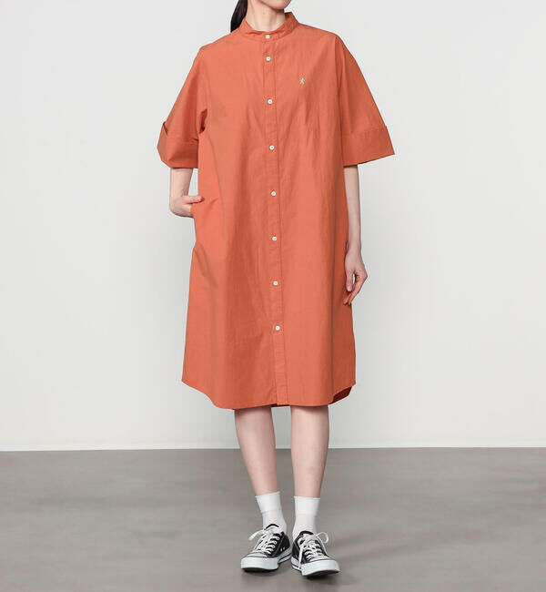 GYMPHLEX「Gymphlex | コットンタイプライター スタンドカラーシャツワンピース WOMEN」|ワンピース|ORANGE
