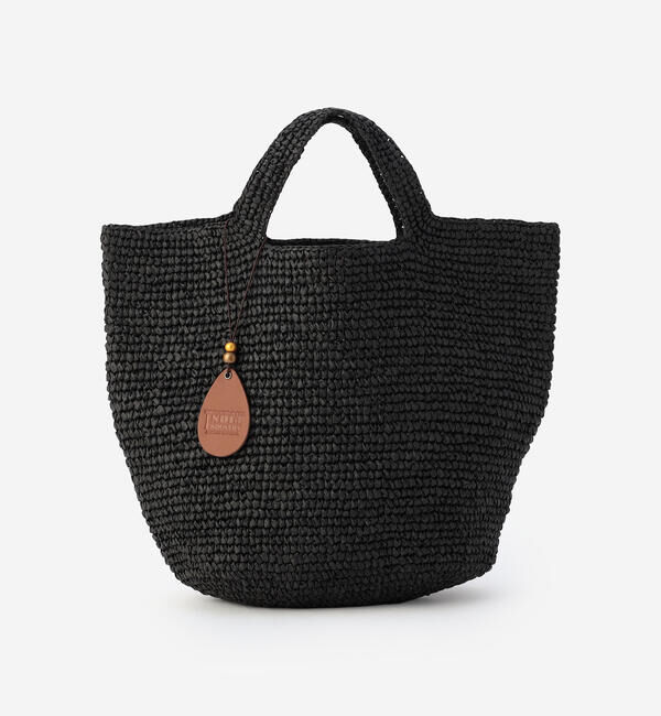  「INDIA INDUSTRY | ペーパーラフィア トートバッグ WOMEN」|トートバッグ|BLACK