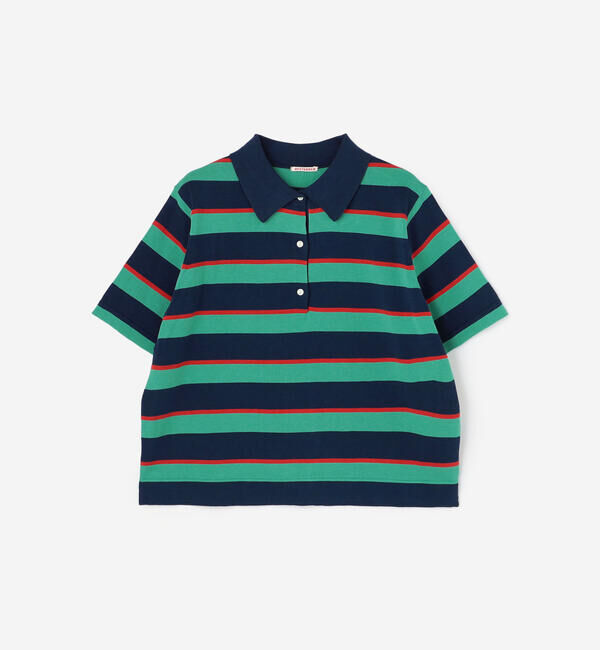  「RYE TENDER | コットン 半袖ポロシャツ WOMEN」|ニット・セーター|NAVY系1