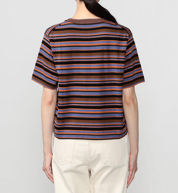  「RYE TENDER |〈別注〉マルチボーダー 半袖クルーネックニット WOMEN」|ニット・セーター|