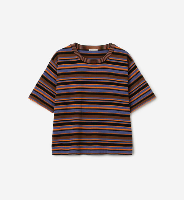  「RYE TENDER |〈別注〉マルチボーダー 半袖クルーネックニット WOMEN」|ニット・セーター|