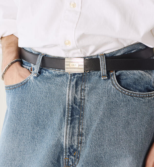  「ERP.｜〈別注〉ART-DECO INITIAL BUCKLE BELT. UNISEX」|ベルト|BLACK