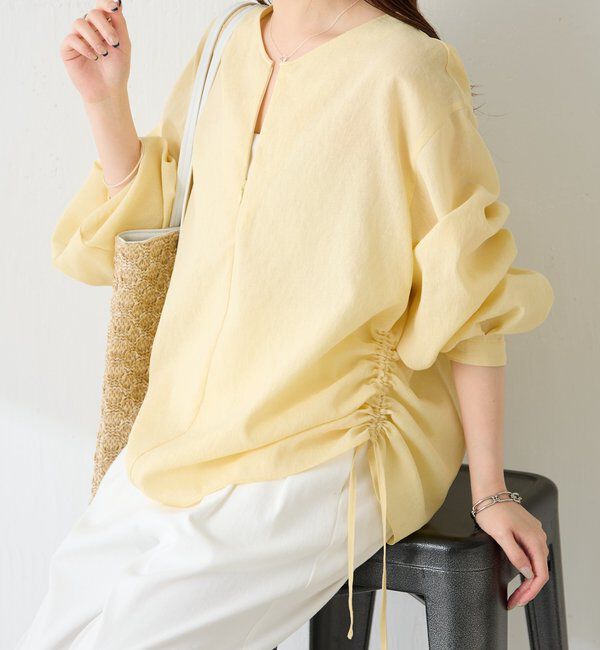  「【インしないでスッキリ/夏にも着れるシアー長袖】ジップドロストブラウス」|シャツ・ブラウス|