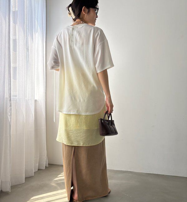  「PLEIN D'ESPOIR ジョーゼット半袖ロゴTEE」|シャツ・ブラウス|