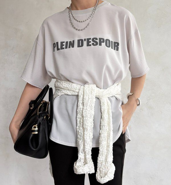  「PLEIN D'ESPOIR ジョーゼット半袖ロゴTEE」|シャツ・ブラウス|