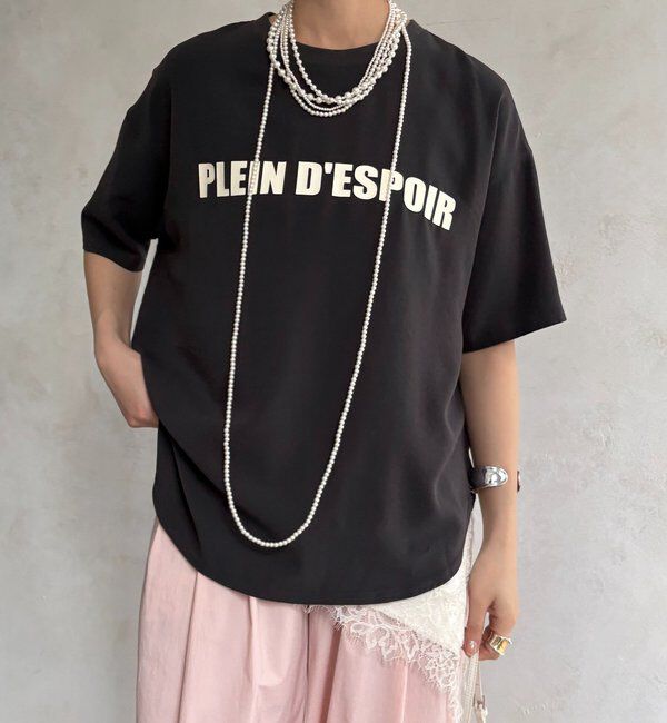  「PLEIN D'ESPOIR ジョーゼット半袖ロゴTEE」|シャツ・ブラウス|