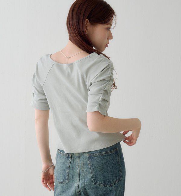  「ギャザーテレコ半袖カーディガン」|Tシャツ・カットソー|