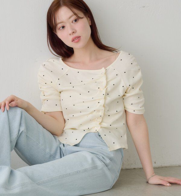  「ギャザーテレコ半袖カーディガン」|Tシャツ・カットソー|