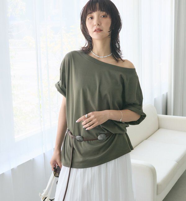  「【A・MONN】【吸水速乾/接触冷感】オープンネックTee」|Tシャツ・カットソー|