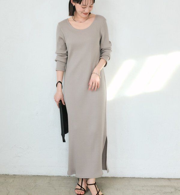  「【3サイズ展開】NEW2WAYロングリブワンピース」|ワンピース|グレージュ