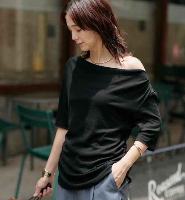  「【接触冷感】ゴブソデネックコンシャスカットソー」|Tシャツ・カットソー|