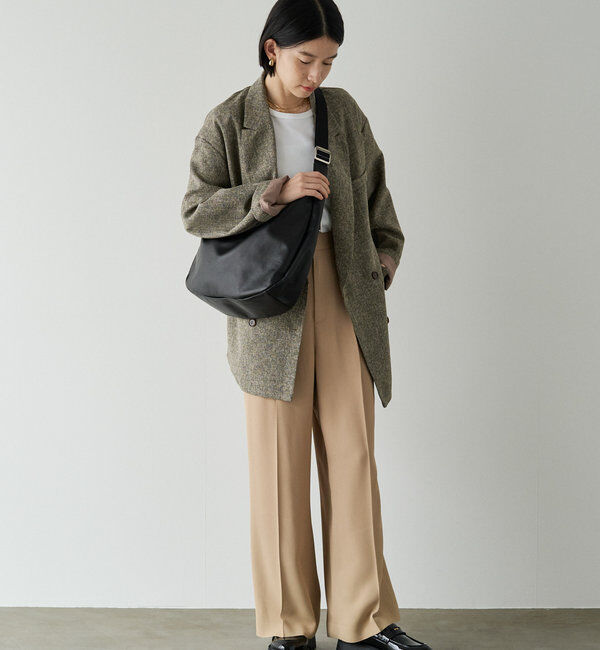  「《本革/490g》ソフトレザーラウンドビッグショルダーバッグ」|ショルダー・メッセンジャー|