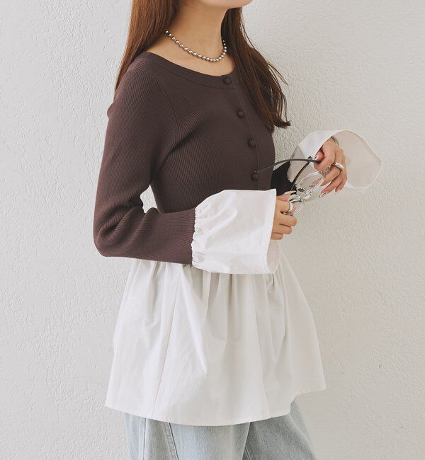  「ウェーブフリルリブニット」|パーカー|