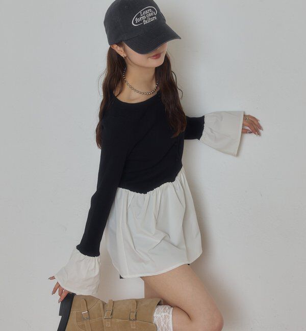 「ウェーブフリルリブニット」|パーカー|