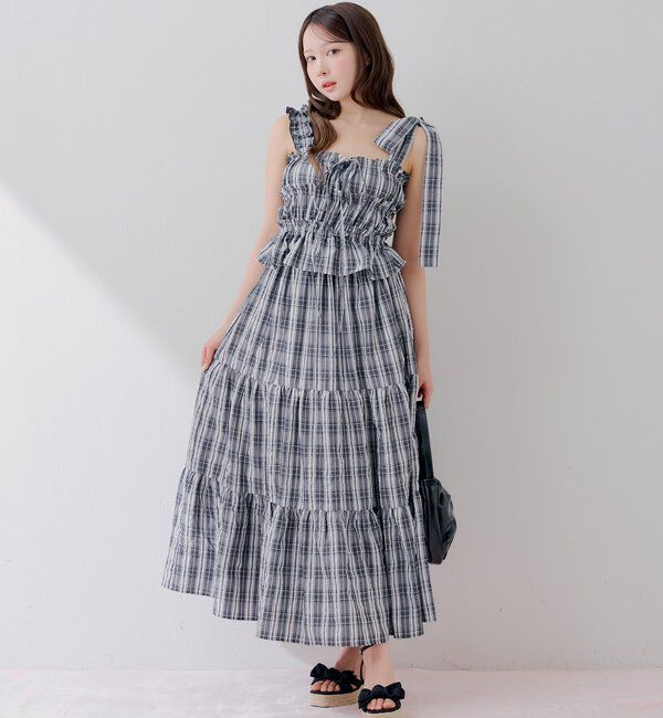  「【WEB限定/マルチウェイ】アシメ紐デザインシャーリングロングワンピース」|ワンピース|