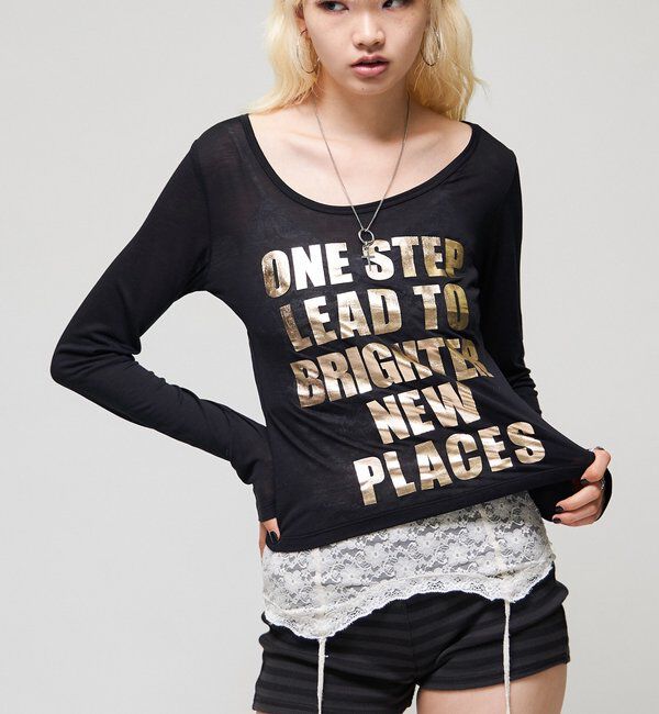  「メタリックロゴシアートップス」|Tシャツ・カットソー|