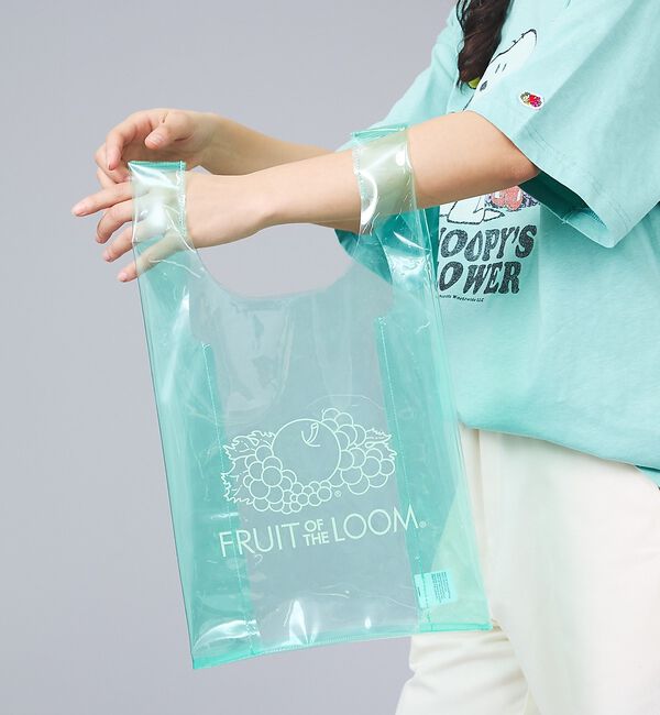 ABAHOUSE「【FRUIT OF THE LOOM / フルーツオブザルーム】クリア ショッピ」|エコバッグ|エメラルドグリーン