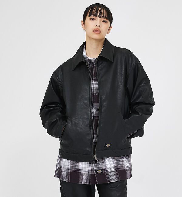 ABAHOUSE「【Dickies / ディッキーズ】フェイクレザー アイゼンハワージャケット /」|ミリタリー・モッズコート|ブラック