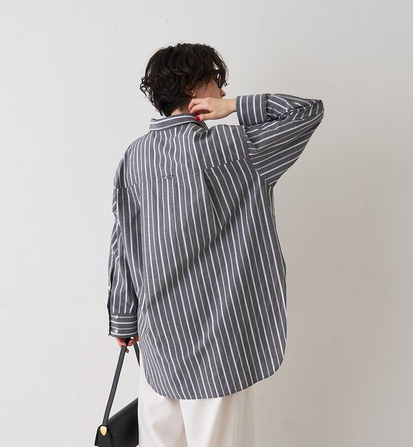 Rouge vif「胸ポケットコットン ルーズフィットストライプシャツ」|シャツ・ブラウス|