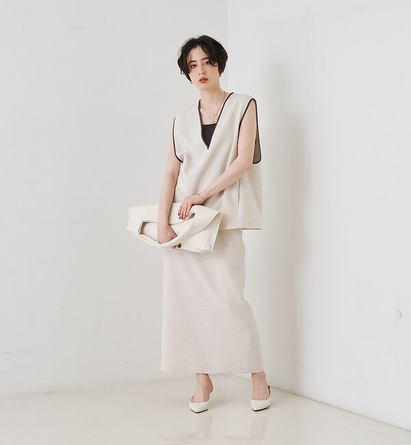 Rouge vif「【セットアップ対応】麻調ダブルクロスベスト/ジレ」|ベスト・ジレ|