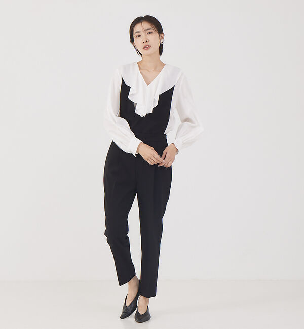 qualite「《セットアップ対応》サロペット付センタープレスパンツ」|オールインワン|