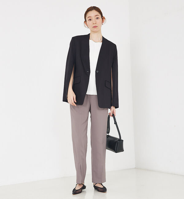 qualite「バックサテンジョーゼットベンツパンツ」|その他|