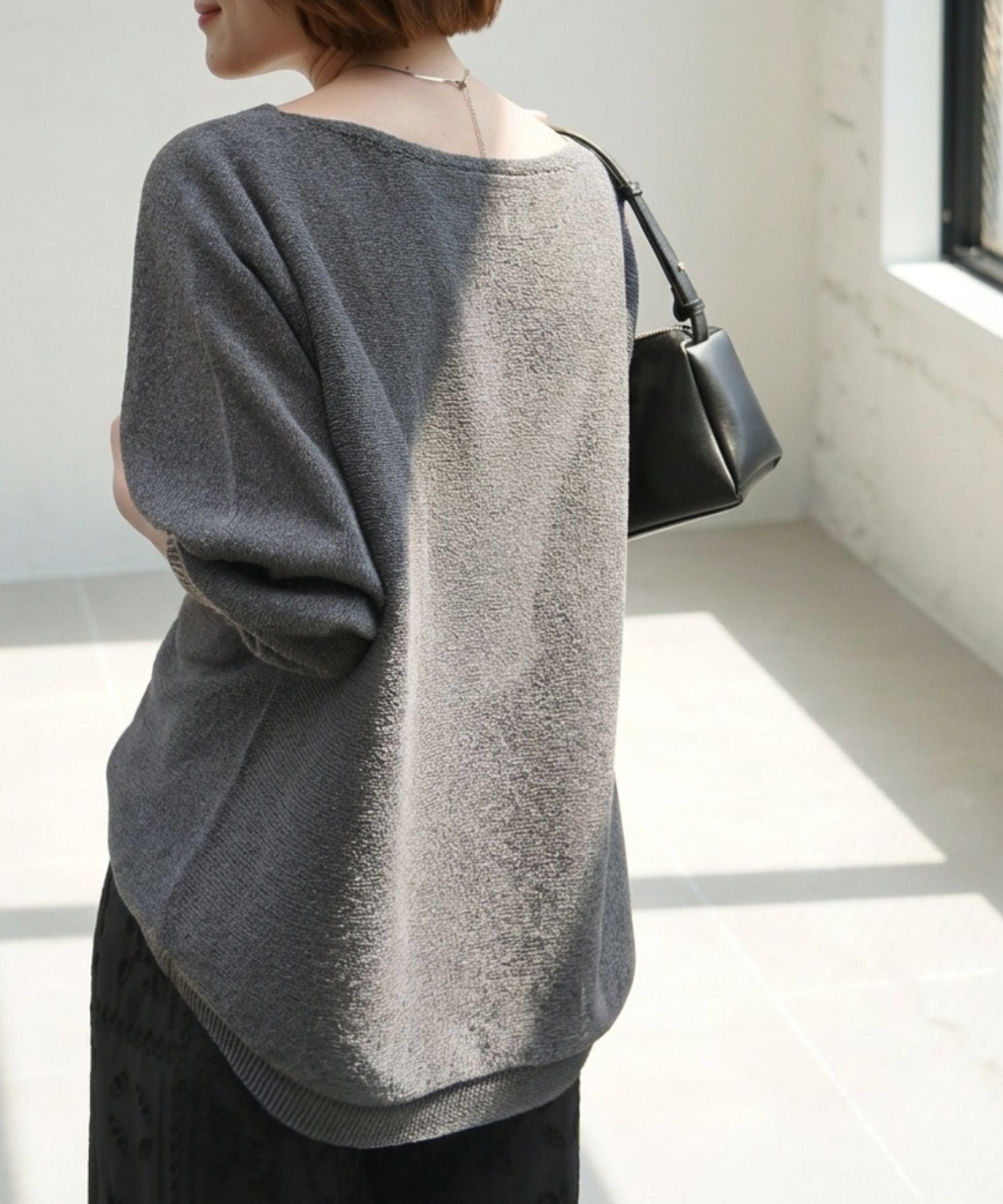 qualite「【夏まで快適に着られる】camifineニットプルオーバー」|Tシャツ・カットソー|チャコールグレー