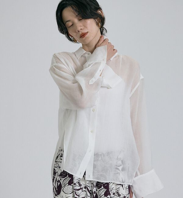 qualite「【CLASSY掲載・カシュクール着用可】リネン混レギュラーシャツ」|シャツ・ブラウス|