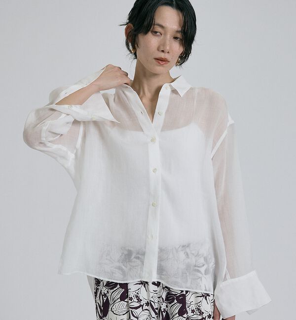 qualite「【CLASSY掲載・カシュクール着用可】リネン混レギュラーシャツ」|シャツ・ブラウス|