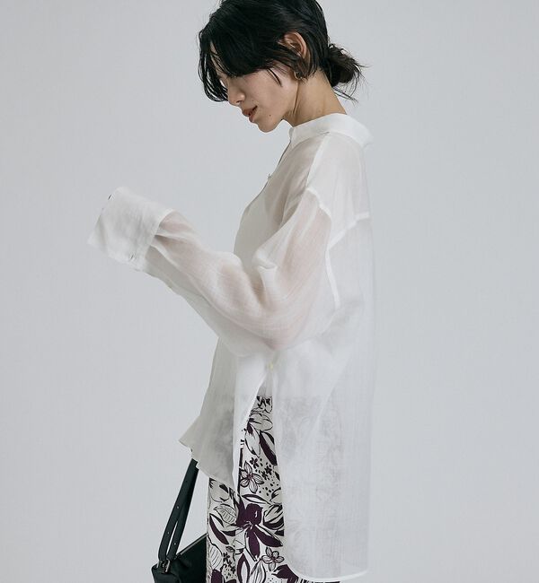 qualite「【CLASSY掲載・カシュクール着用可】リネン混レギュラーシャツ」|シャツ・ブラウス|