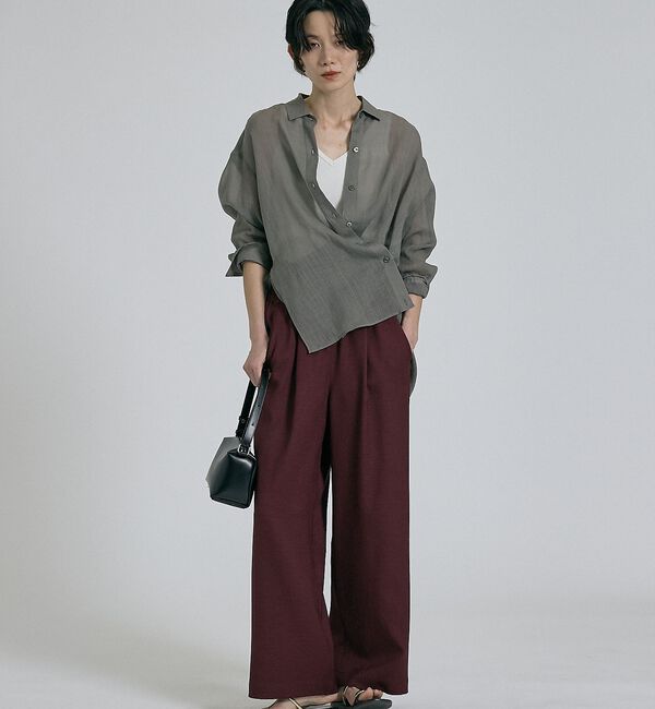 qualite「【CLASSY掲載・カシュクール着用可】リネン混レギュラーシャツ」|シャツ・ブラウス|